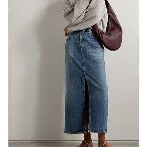 AGOLDE Blue Denim Maxi Skirt